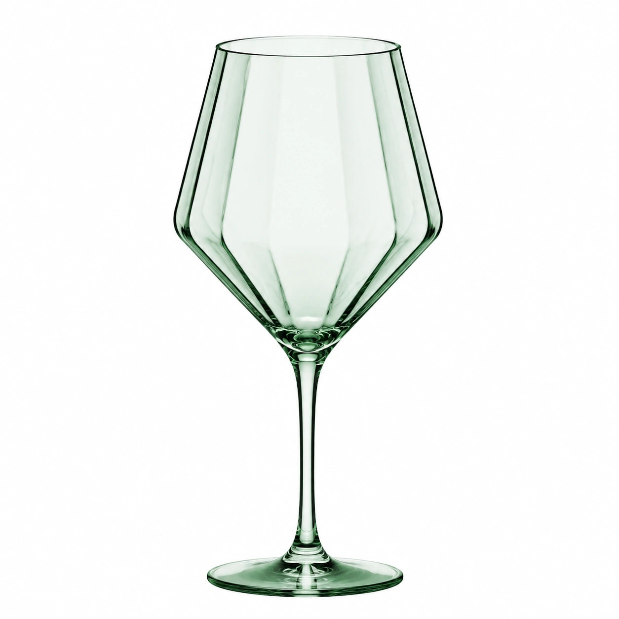 Calice da vino 450 ml in vetro verde trasparente con stelo lungo