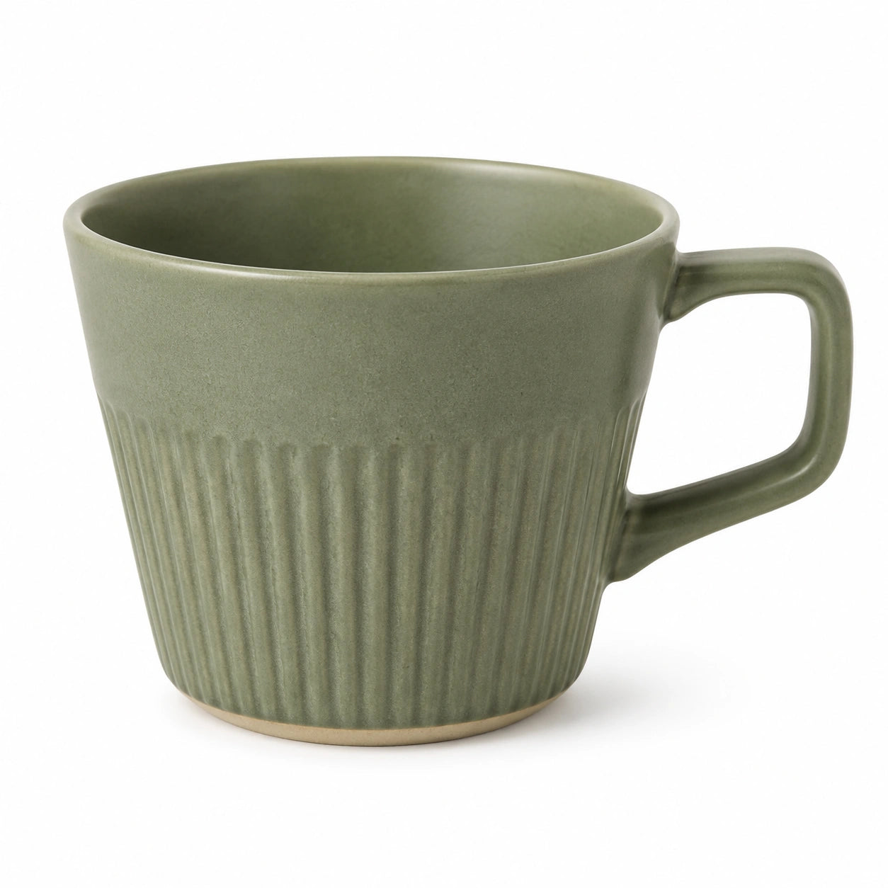 Tazza 350 ml in ceramica verde con manico a rilievo