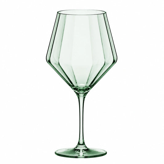Calice da vino 450 ml in vetro verde trasparente con stelo lungo