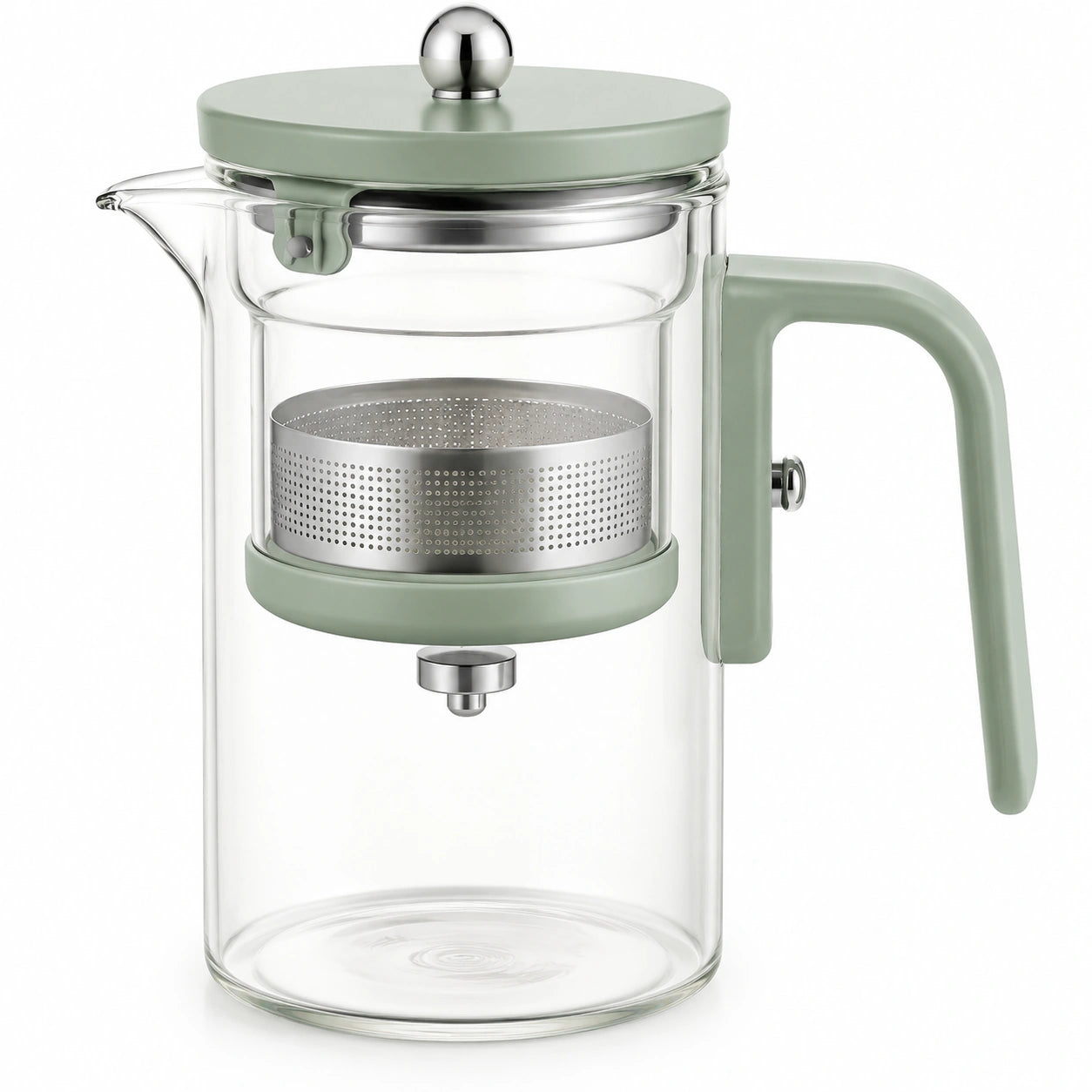 Teiera in vetro 1000 ml con filtro in acciaio inox verde salvia per tè e infusi