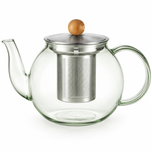 Teiera in vetro 1000 ml con filtro in acciaio inox e coperchio
