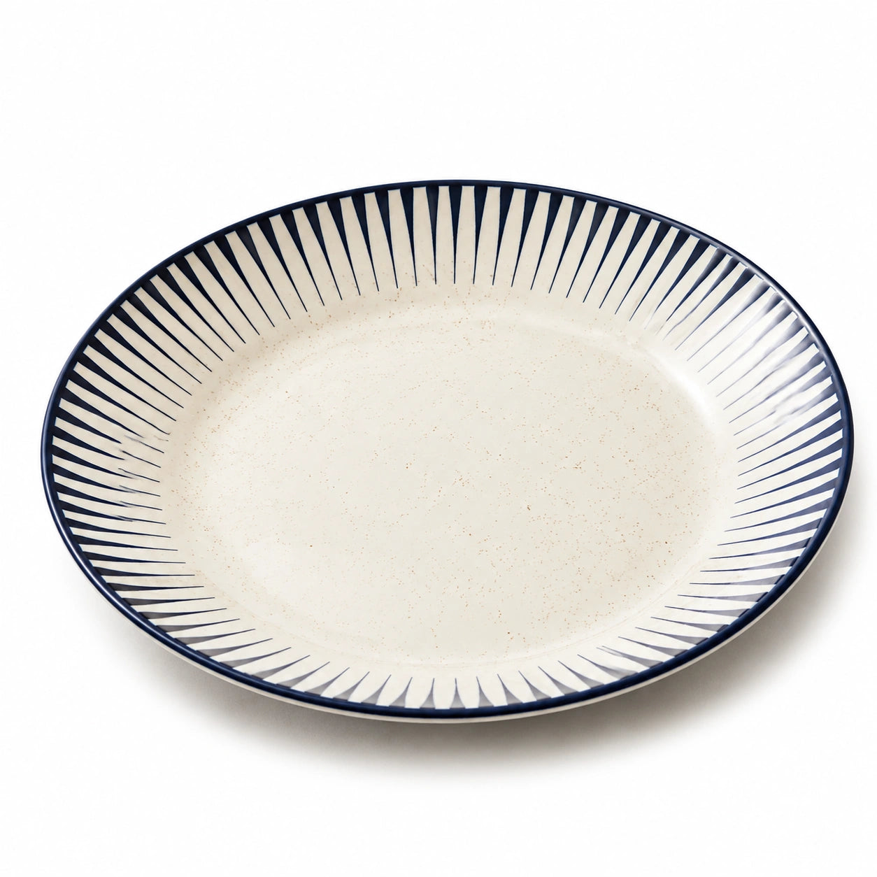 Piatto fondo 26 cm in ceramica beige e blu a righe per pasta