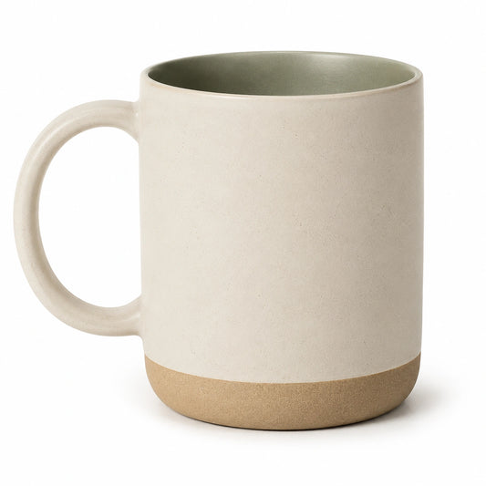 Tazza in ceramica 350 ml beige e verde - stile minimalista per bevande calde