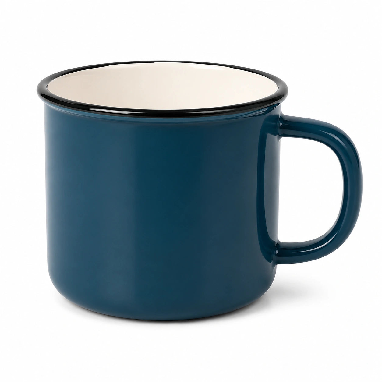 Tazza smaltata 350 ml in acciaio blu stile vintage per bevande calde
