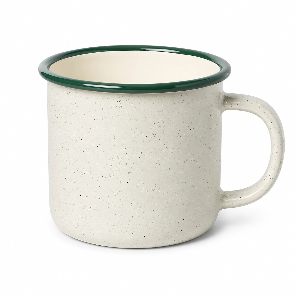 Tazza in ceramica 400 ml diametro 10 cm avorio verde con manico stile rustico